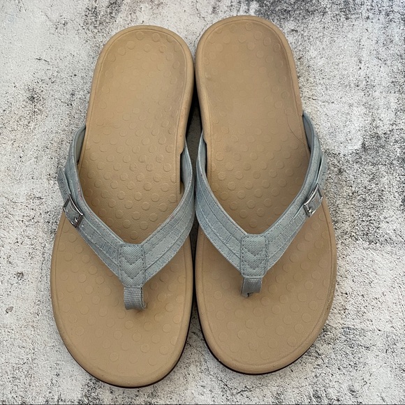 Vionic Tide Patty Flip Flops Sandal Size 10 Light denim & tan Summer Vacation - Picture 3 of 9
